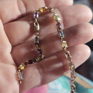 Vintage 10k multi gemstone tennis bracelet